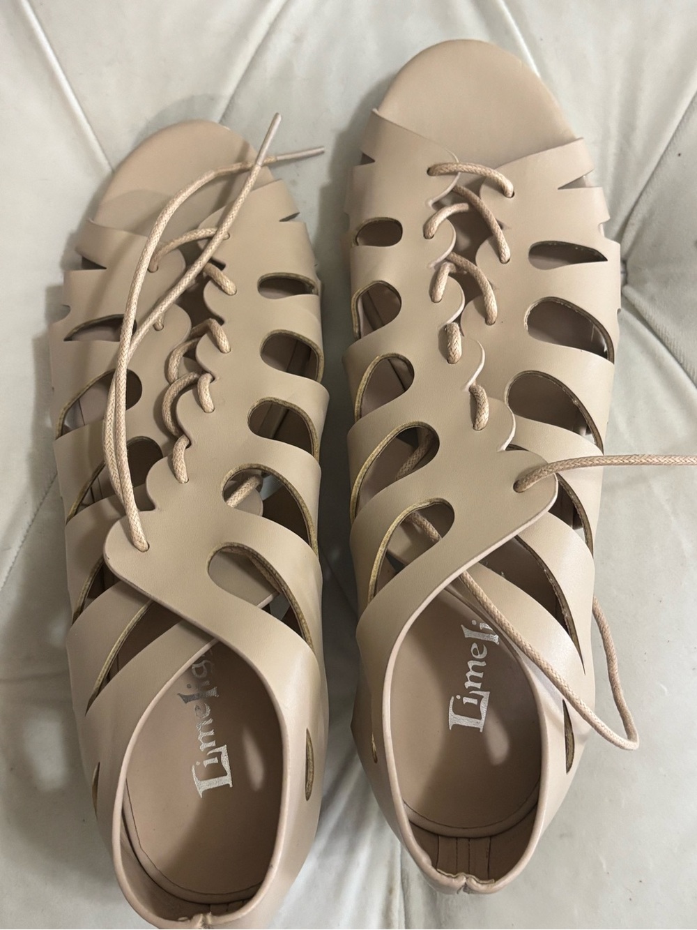 Limelight Beige Lace-Up Cutout Sandals